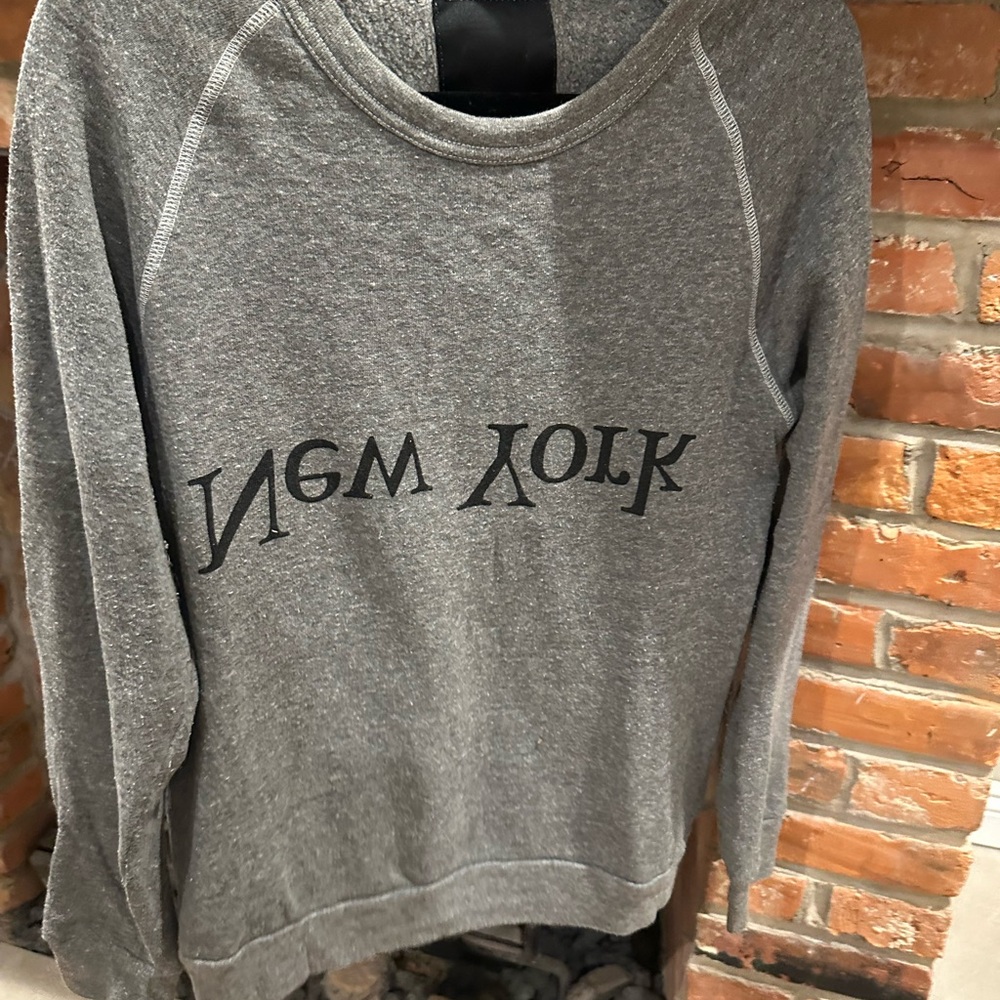 Assembly Label Gray Crew Neck Sweater with Raglan Sleeves